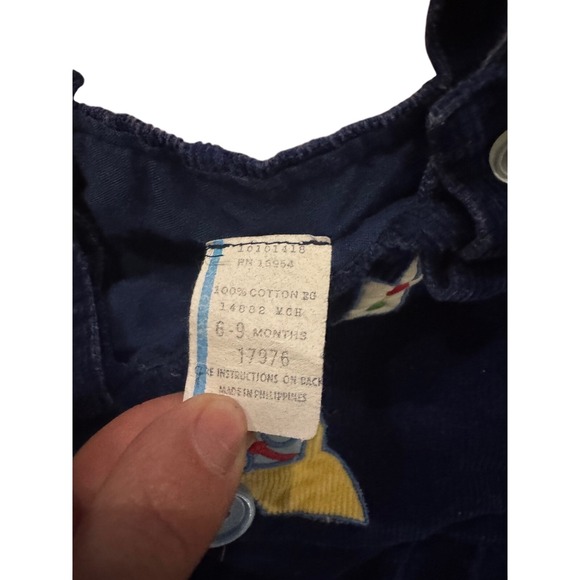 Vintage 70s JC Penney Baby Corduroy Overalls 6–9 Month Blue Car Elephant Dog - Picture 4 of 5